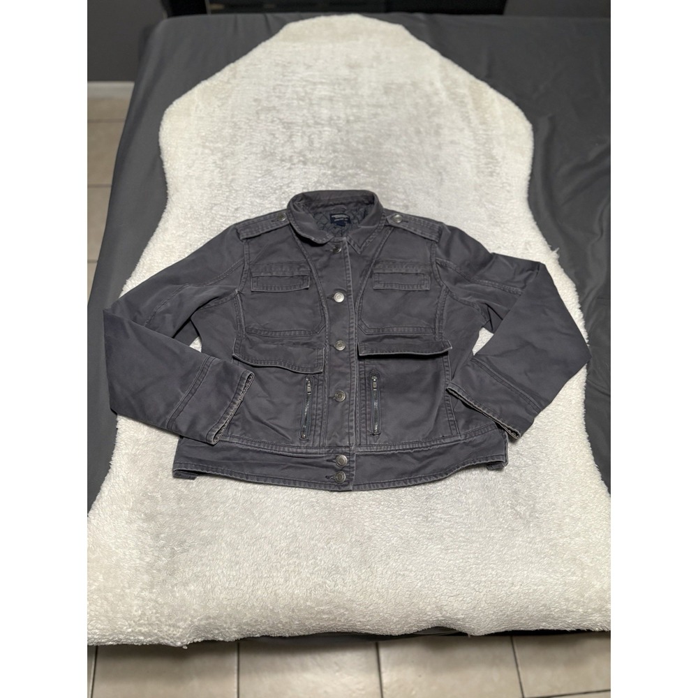 American Eagle Military Field Jacket Womens XL Charcoal Gray Quilted Utility